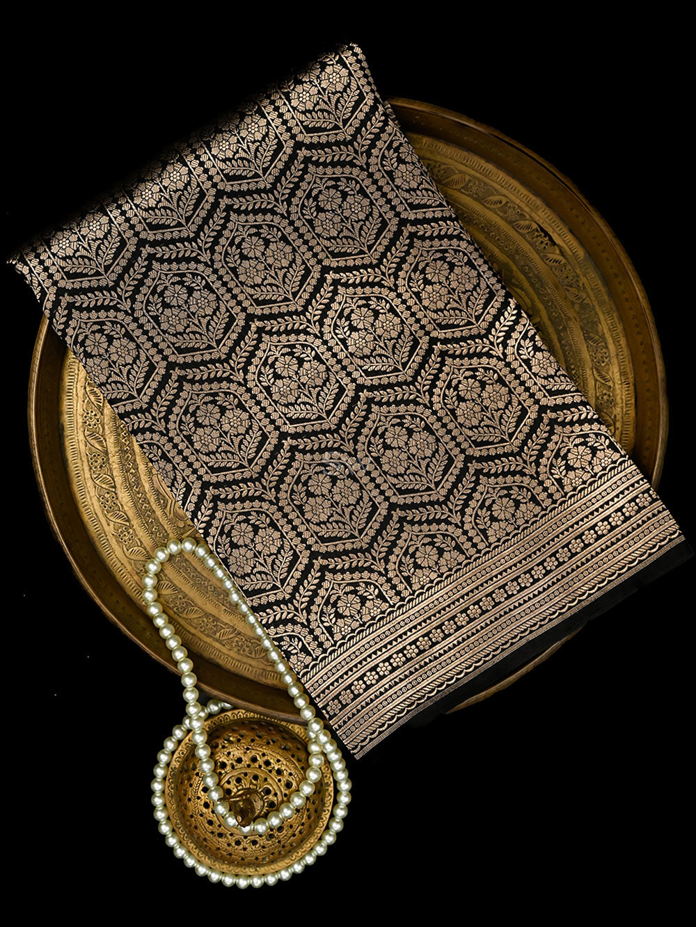 Black Silk Brocade Handloom Banarasi Saree