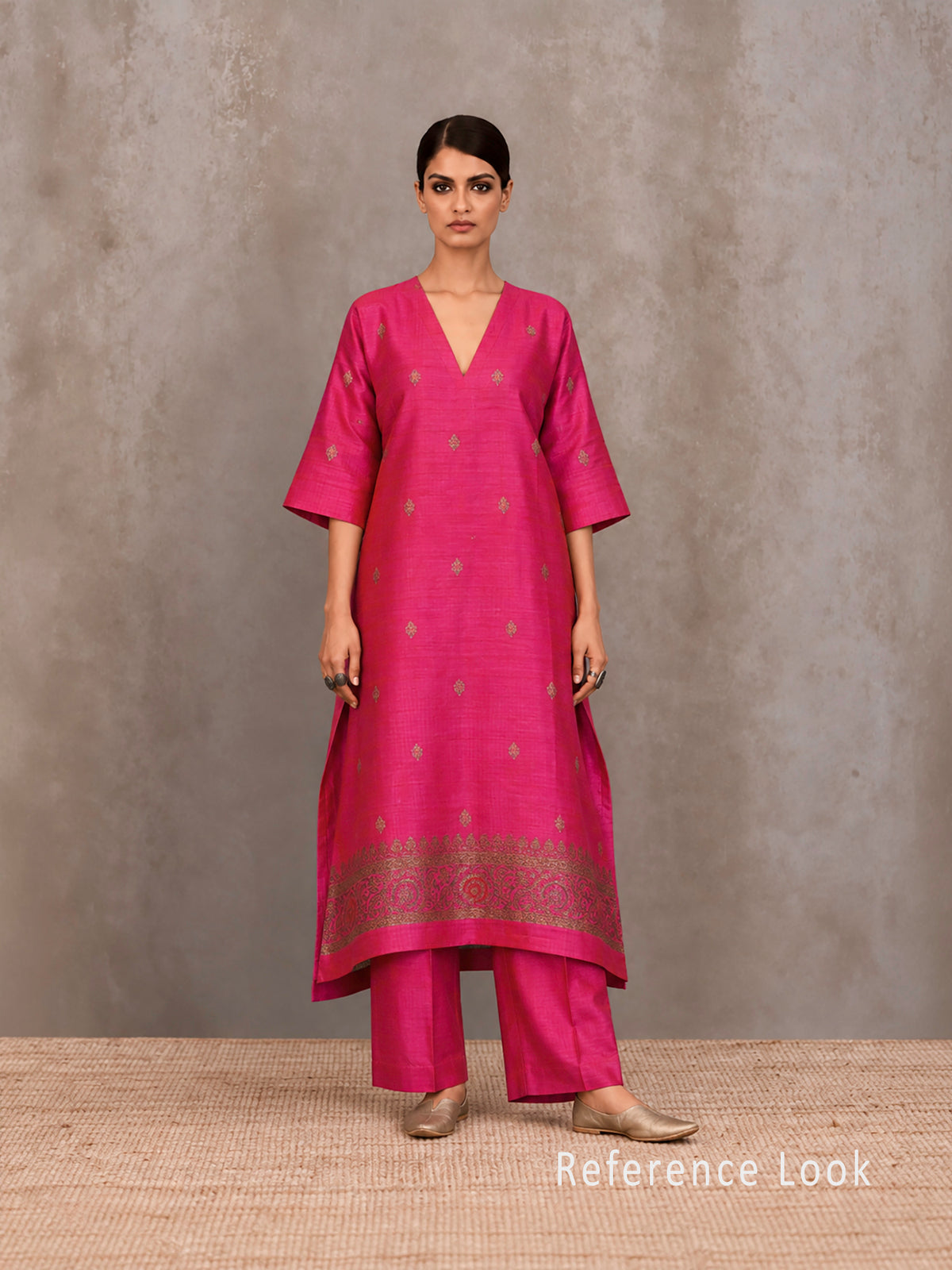 Magenta Meenakari Booti Dupion Silk Handloom Banarasi Suit - Sacred Weaves