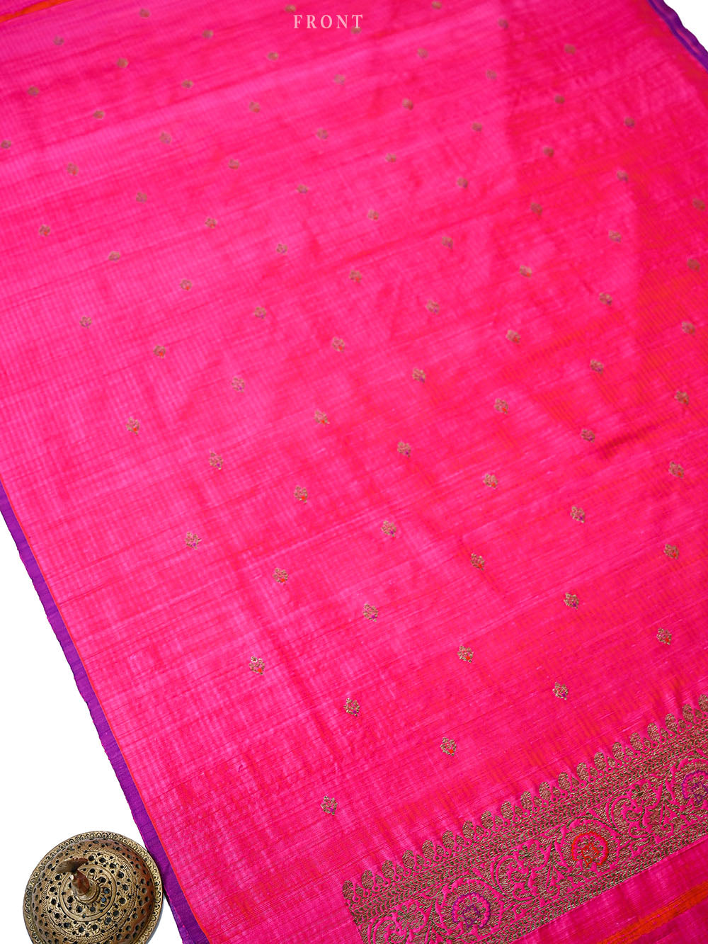 Magenta Meenakari Booti Dupion Silk Handloom Banarasi Suit - Sacred Weaves