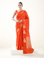 Dark Orange Booti Pure Silk Handloom Banarasi Saree