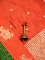 Dark Orange Booti Pure Silk Handloom Banarasi Saree