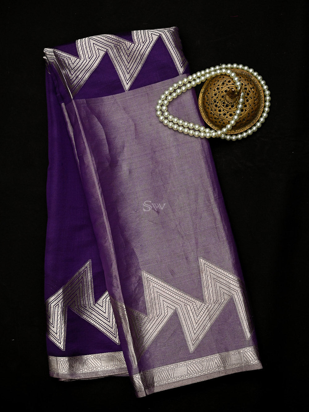 Purple Tissue Brocade Handloom Banarasi Saree - Sacred Weaves
