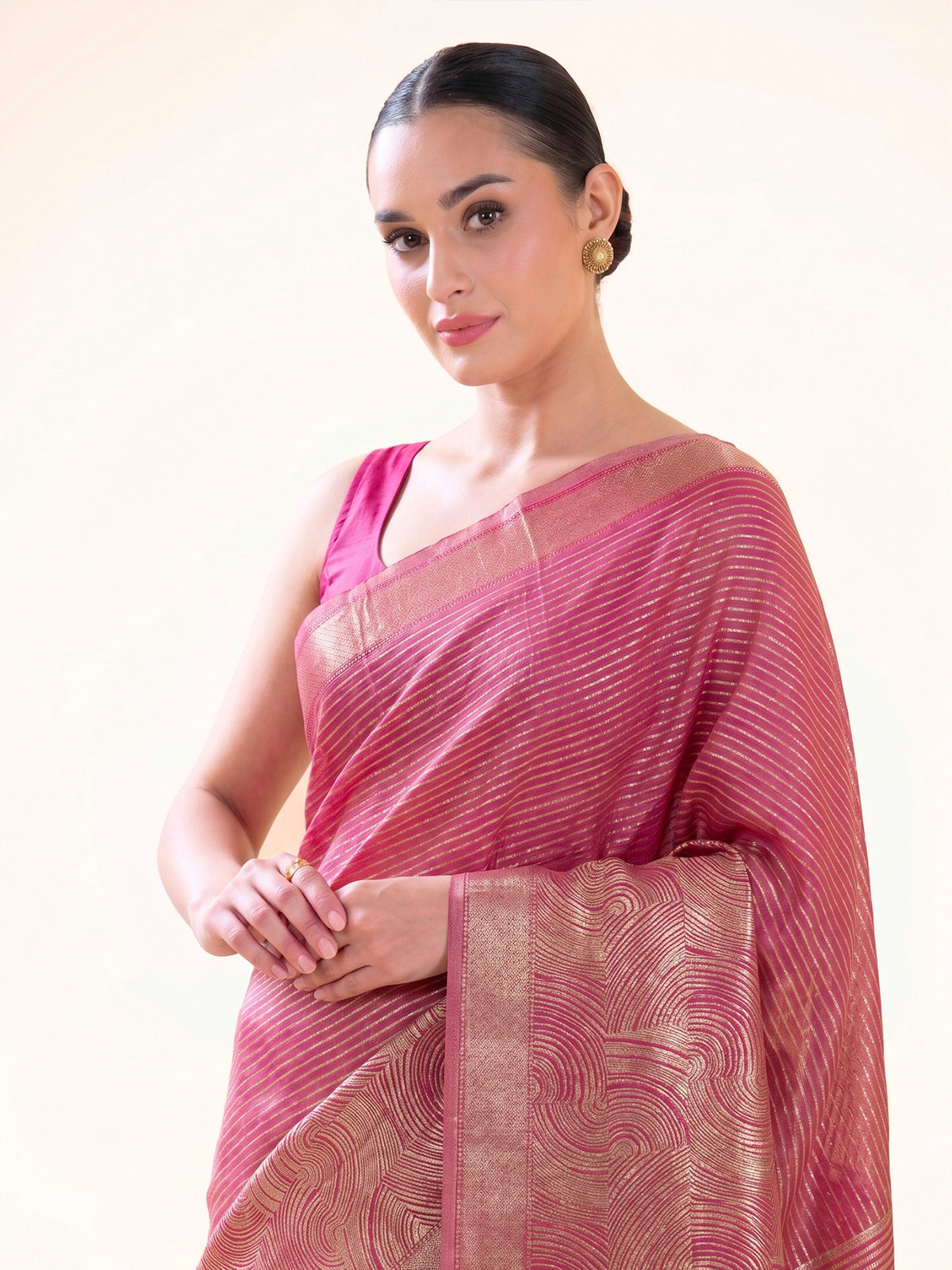 Magenta Tissue Brocade Handloom Banarasi Saree - Sacred Weaves