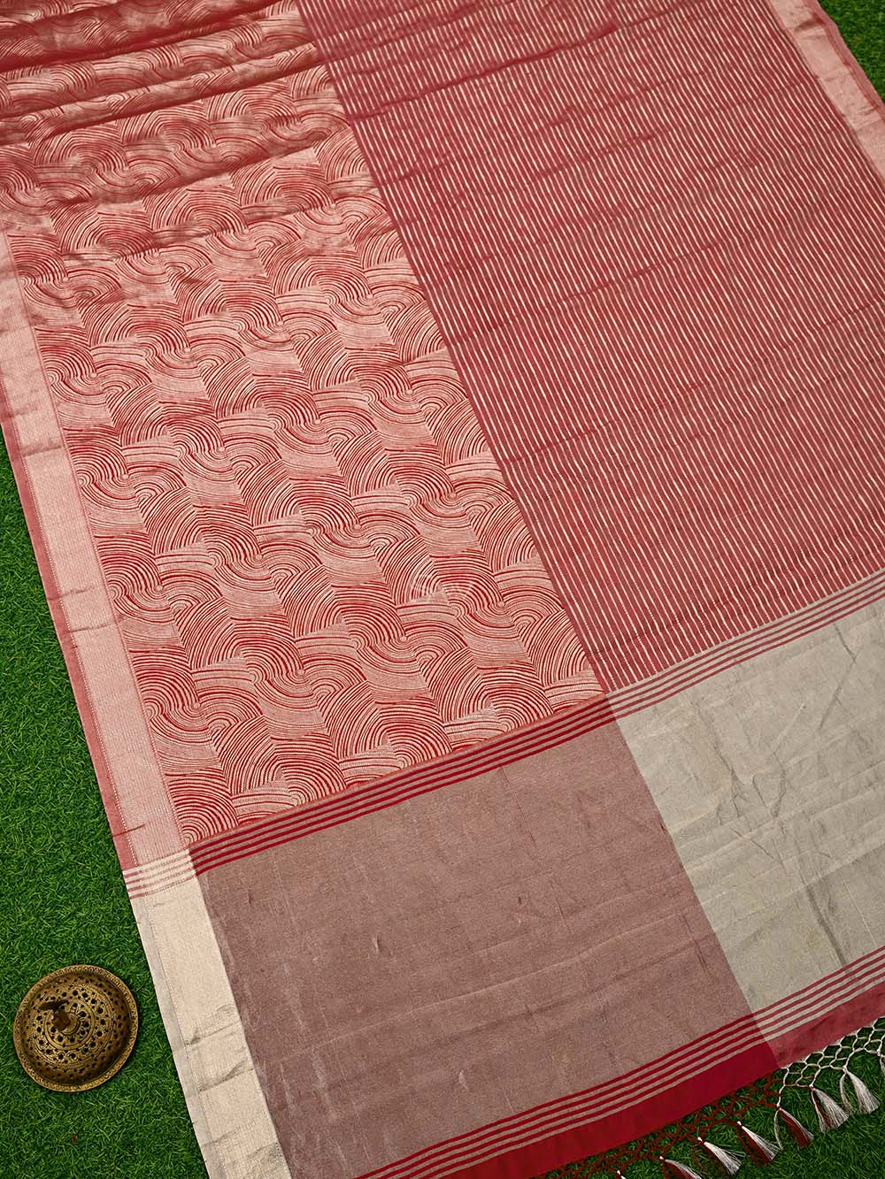 Red Tissue Brocade Handloom Banarasi Saree - Sacred Weaves