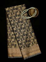 Black Tissue Brocade Handloom Banarasi Saree - Sacred Weaves