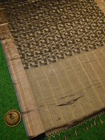 Black Tissue Brocade Handloom Banarasi Saree - Sacred Weaves