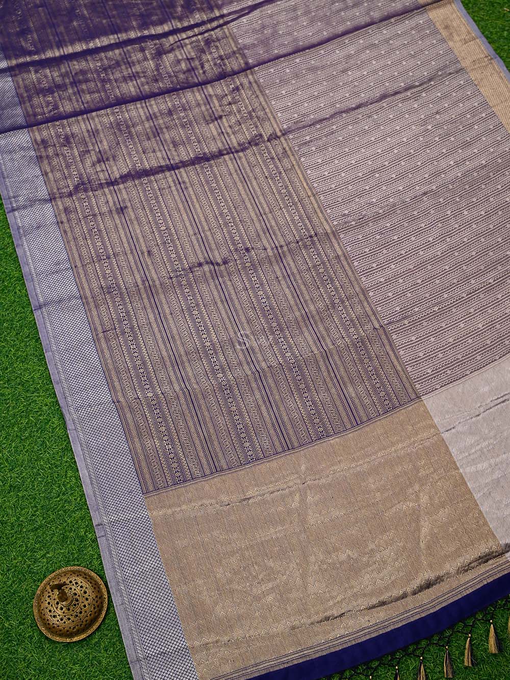 Purple Tissue Brocade Handloom Banarasi Saree - Sacred Weaves