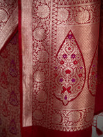 Red Meenakari Silk Brocade Handloom Banarasi Saree