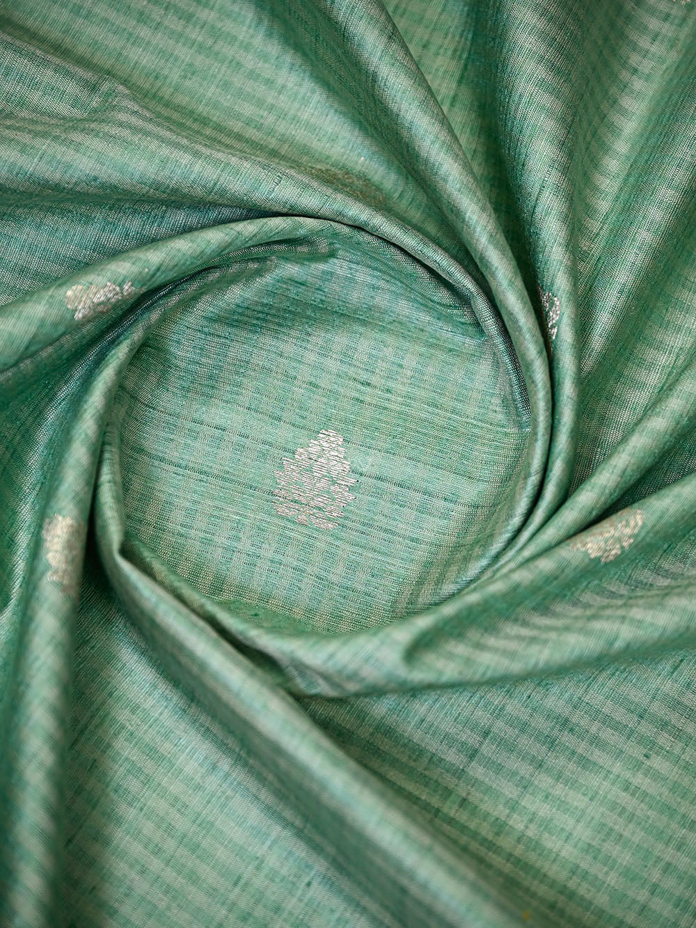 Seafoam Green Booti Dupion Silk Handloom Banarasi Suit - Sacred Weaves
