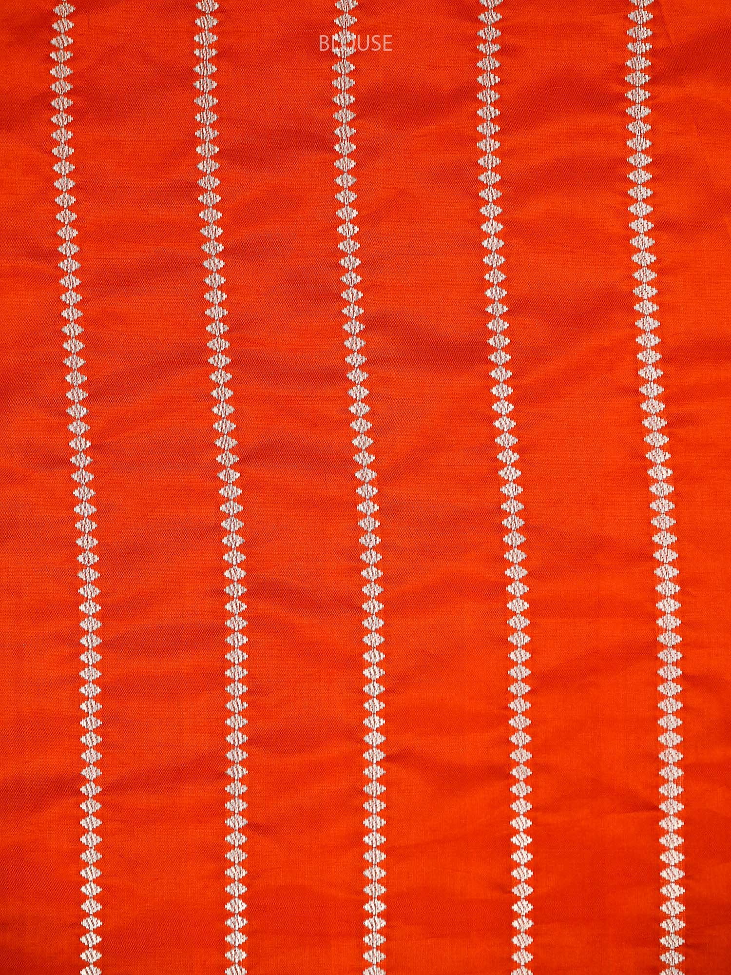 Orange Boota Katan Silk Handloom Banarasi Saree - Sacred Weaves