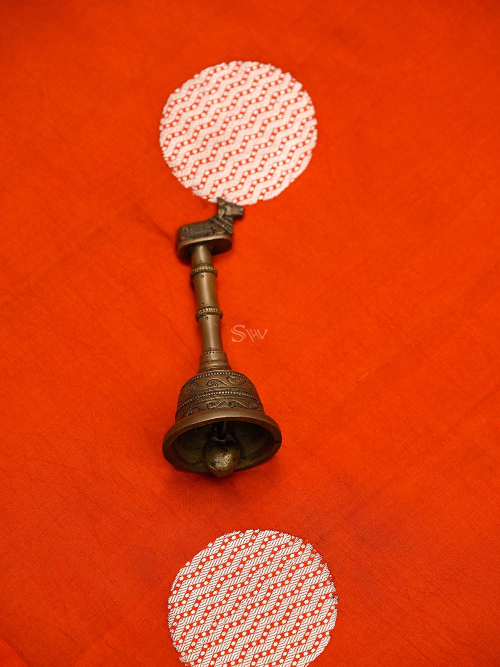 Orange Boota Katan Silk Handloom Banarasi Saree - Sacred Weaves