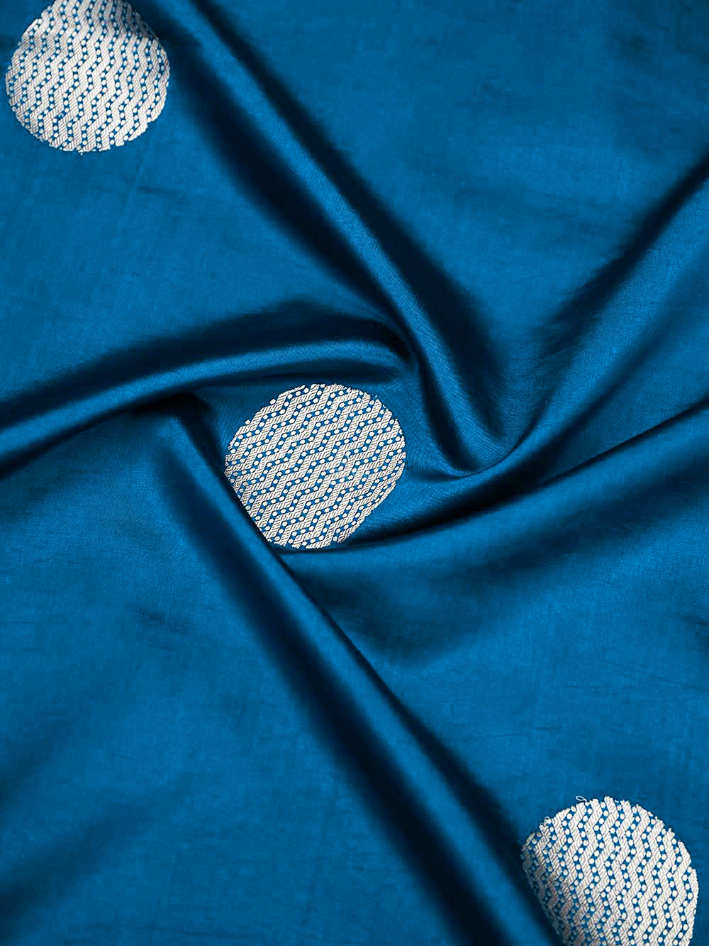 Midnight Blue Boota Katan Silk Handloom Banarasi Saree - Sacred Weaves