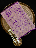 Purple Silk Shikargah Brocade Handloom Banarasi Saree - Sacred Weaves