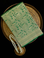 Bottle Green Silk Shikargah Brocade Handloom Banarasi Saree - Sacred Weaves