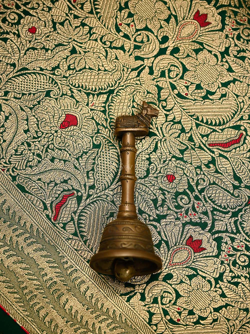Bottle Green Meenakari Silk Brocade Handloom Banarasi Saree - Sacred Weaves