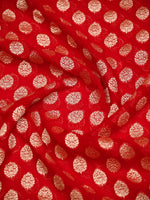 Red Booti Khaddi Georgette Handloom Banarasi Saree - Sacred Weaves