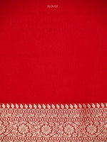 Red Booti Khaddi Georgette Handloom Banarasi Saree - Sacred Weaves