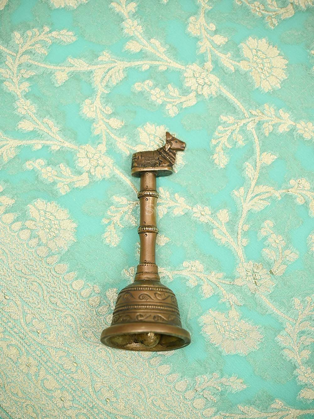 Aqua Green Jaal Khaddi Georgette Handloom Banarasi Saree - Sacred Weaves