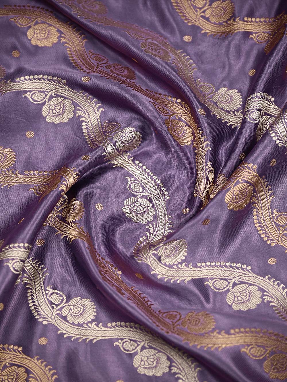 Pastel Purple Satin Sona Roopa Jaal Handloom Banarasi Saree - Sacred Weaves