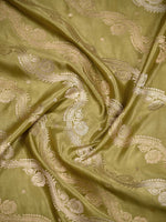 Moss Green Satin Sona Roopa Jaal Handloom Banarasi Saree - Sacred Weaves