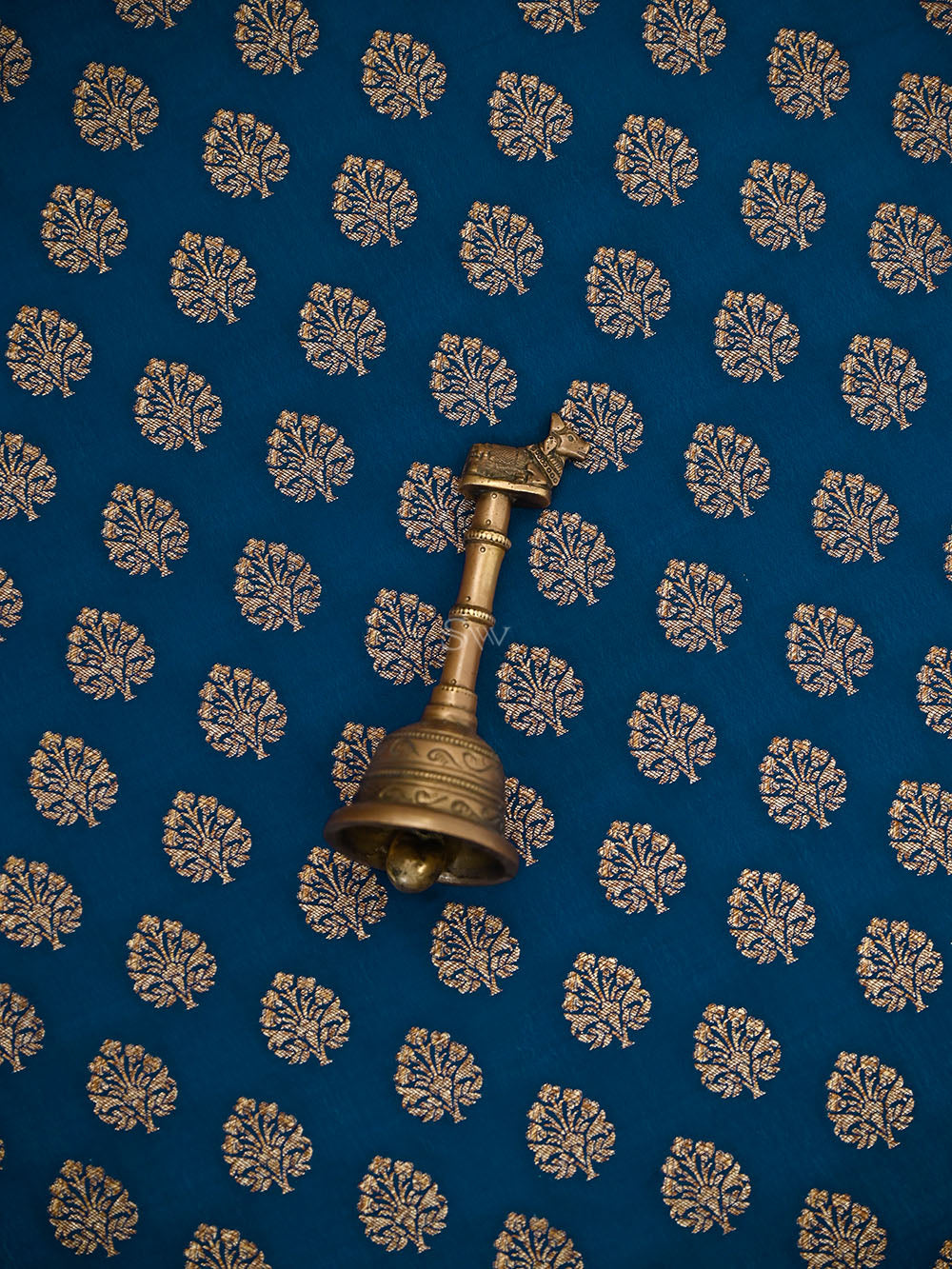 Midnight Blue Booti Crepe Silk Handloom Banarasi Suit - Sacred Weaves