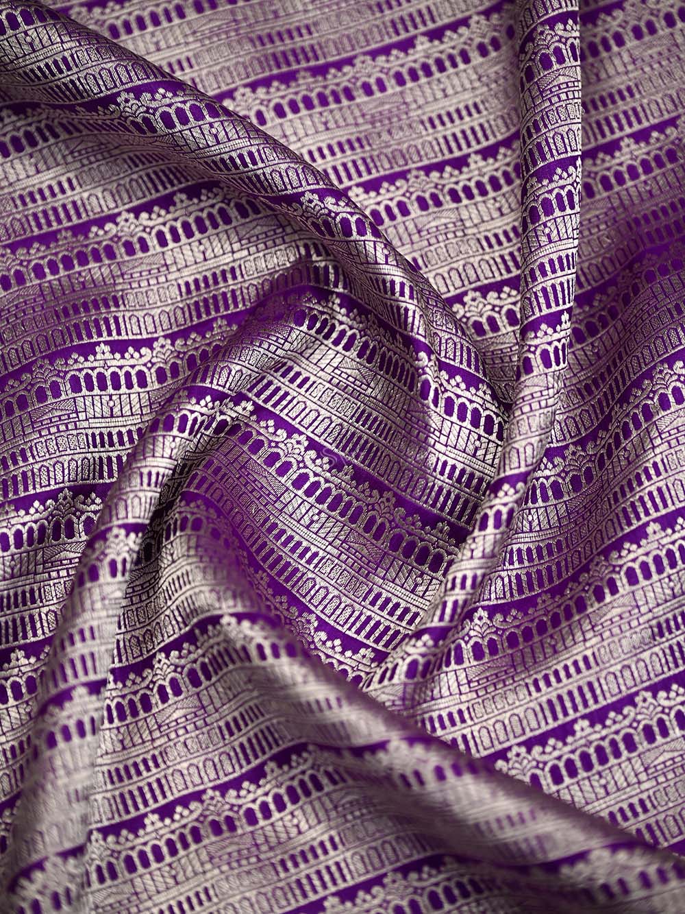 Purple Silk Brocade Handloom Banarasi Saree - Sacred Weaves