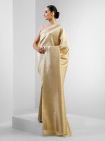 Beige Silk Shikargah Brocade Handloom Banarasi Saree - Sacred Weaves