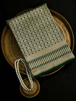 Bottle Green Silk Brocade Handloom Banarasi Saree - Sacred Weaves
