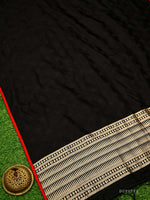 Black Brocade Katan Silk Handloom Banarasi Suit - Sacred Weaves