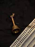 Black Brocade Katan Silk Handloom Banarasi Suit - Sacred Weaves