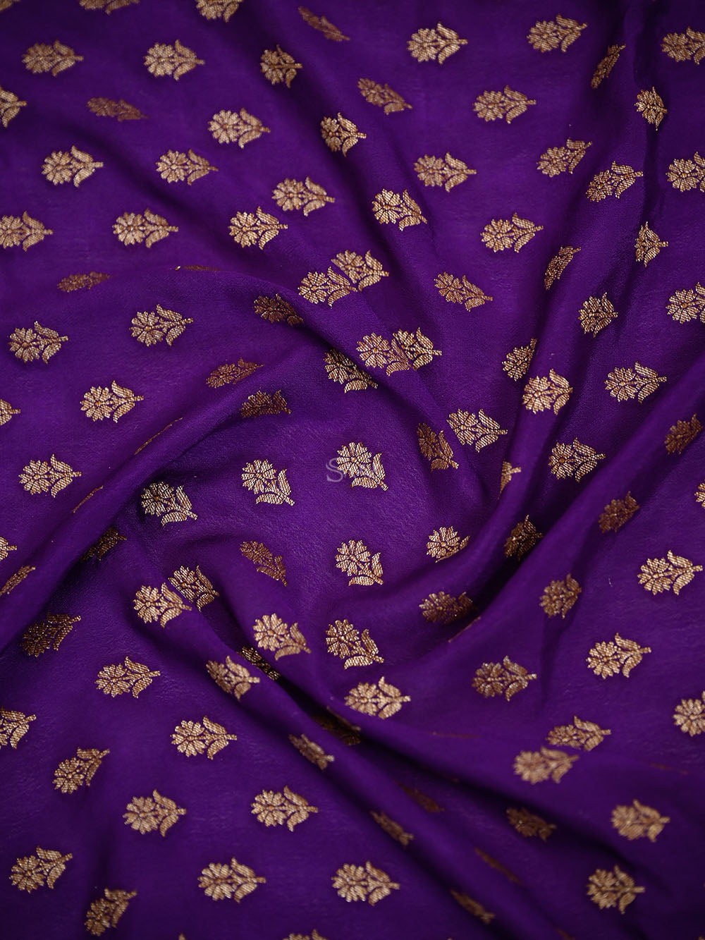 Purple Booti Crepe Silk Handloom Banarasi Suit - Sacred Weaves