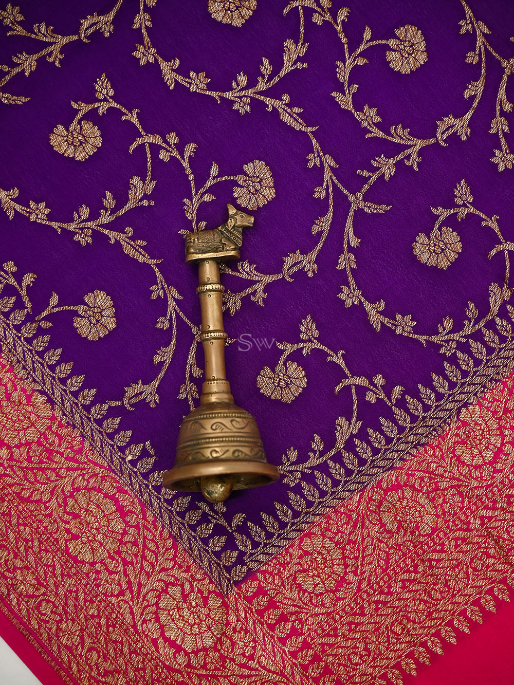 Purple Booti Crepe Silk Handloom Banarasi Suit - Sacred Weaves