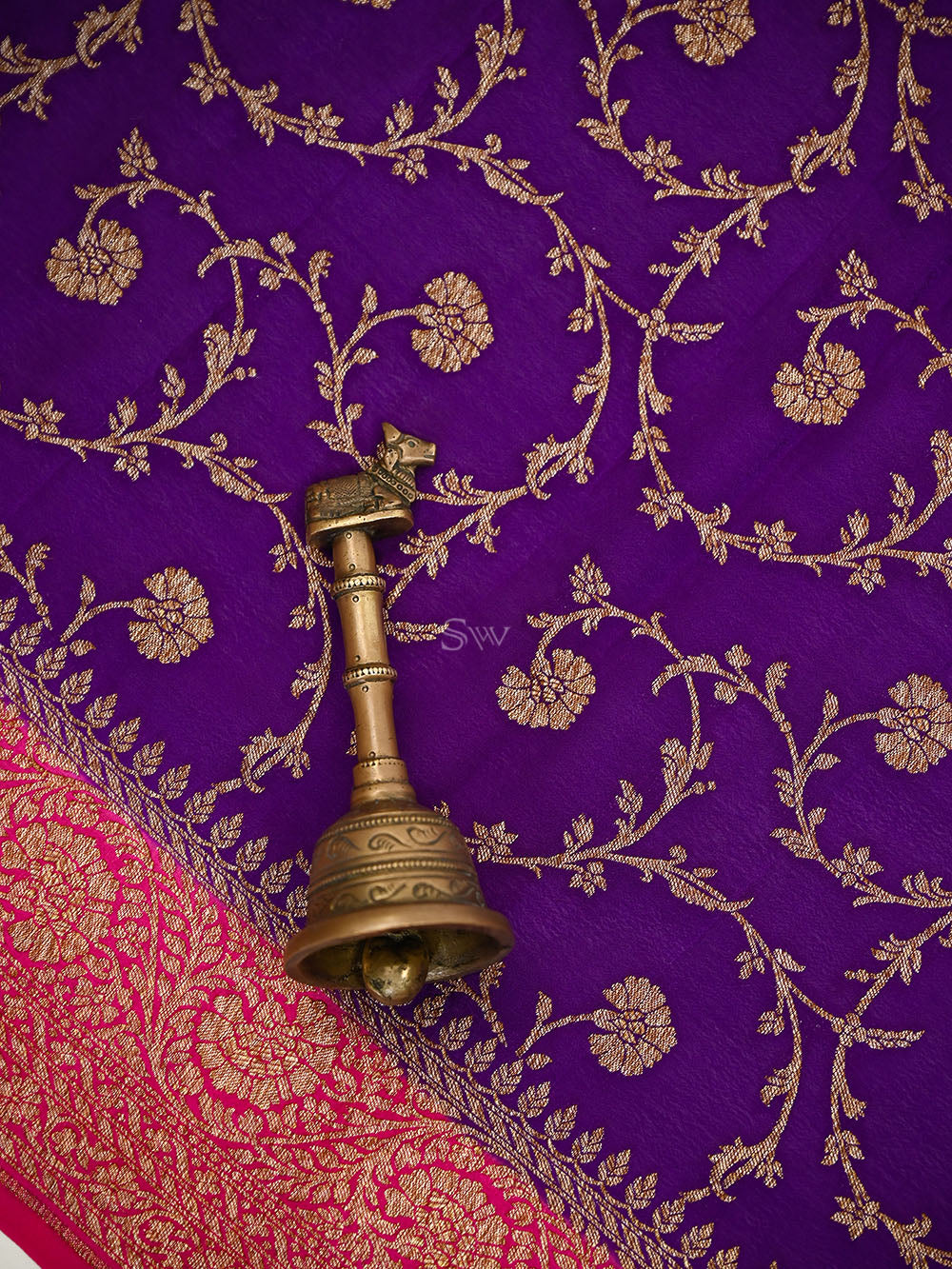 Purple Booti Crepe Silk Handloom Banarasi Suit - Sacred Weaves