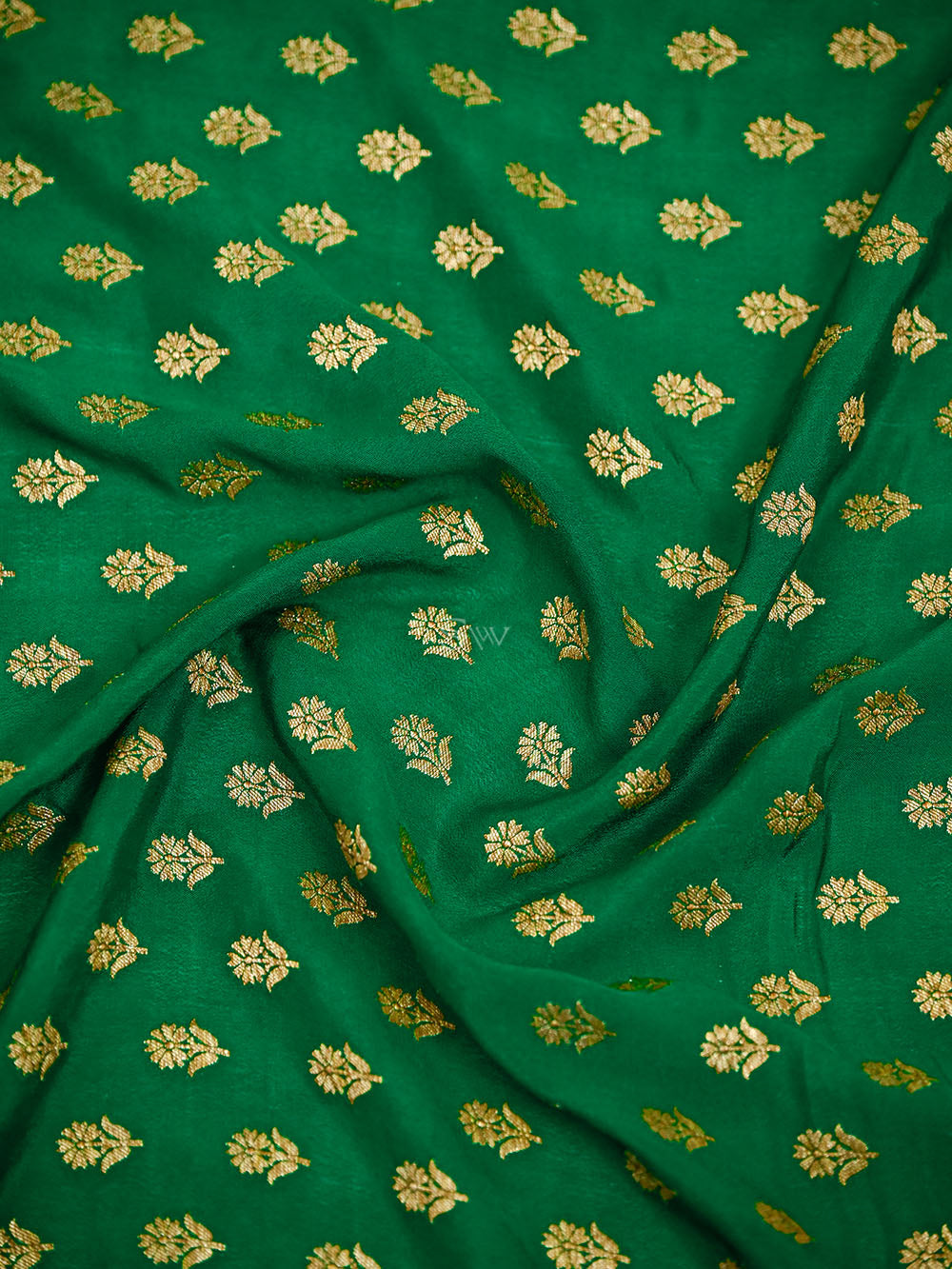 Bottle Green Booti Crepe Silk Handloom Banarasi Suit
