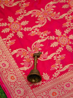 Magenta Silk Handloom Banarasi Lehenga - Sacred Weaves
