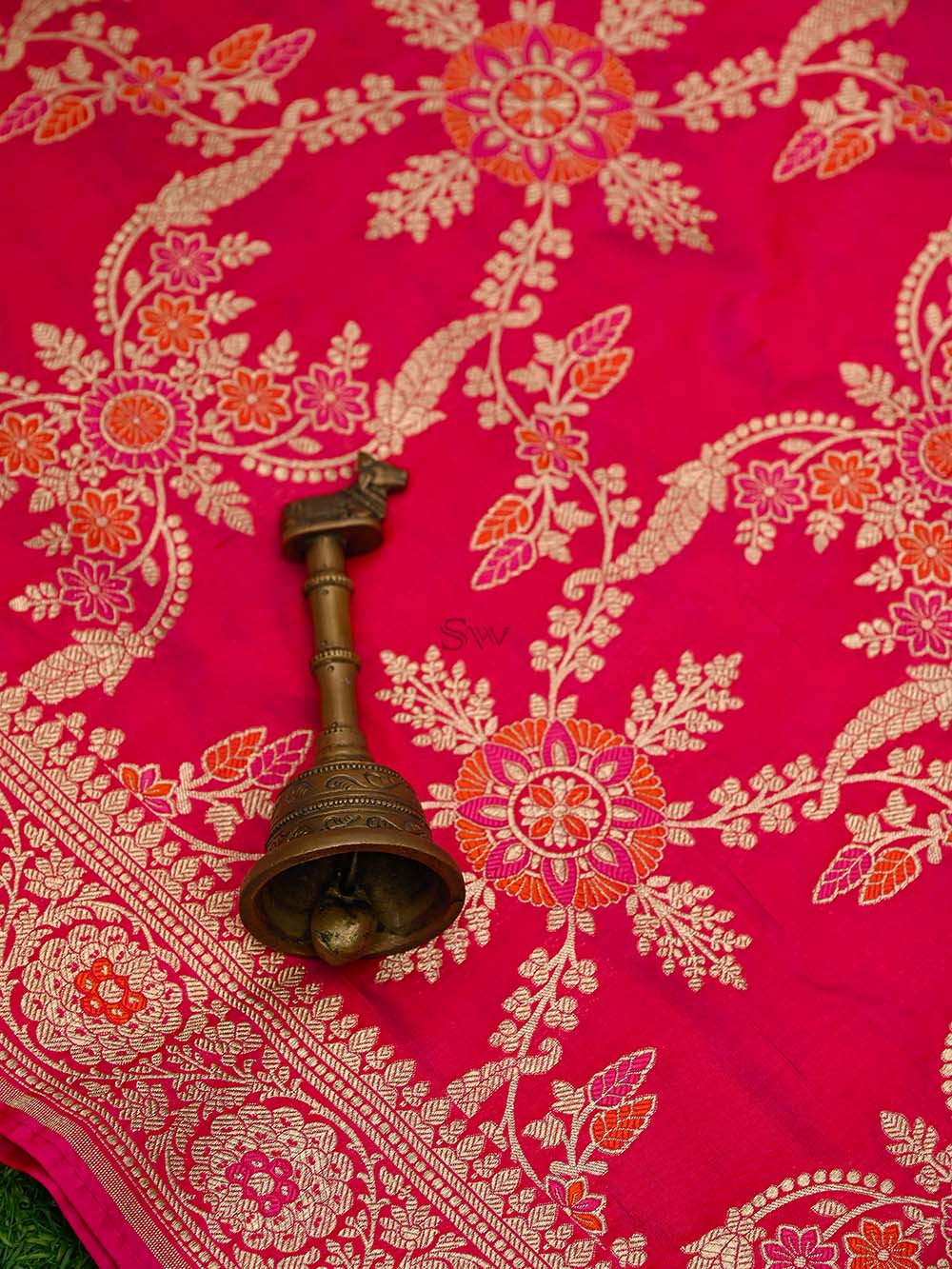 Magenta Silk Handloom Banarasi Lehenga - Sacred Weaves
