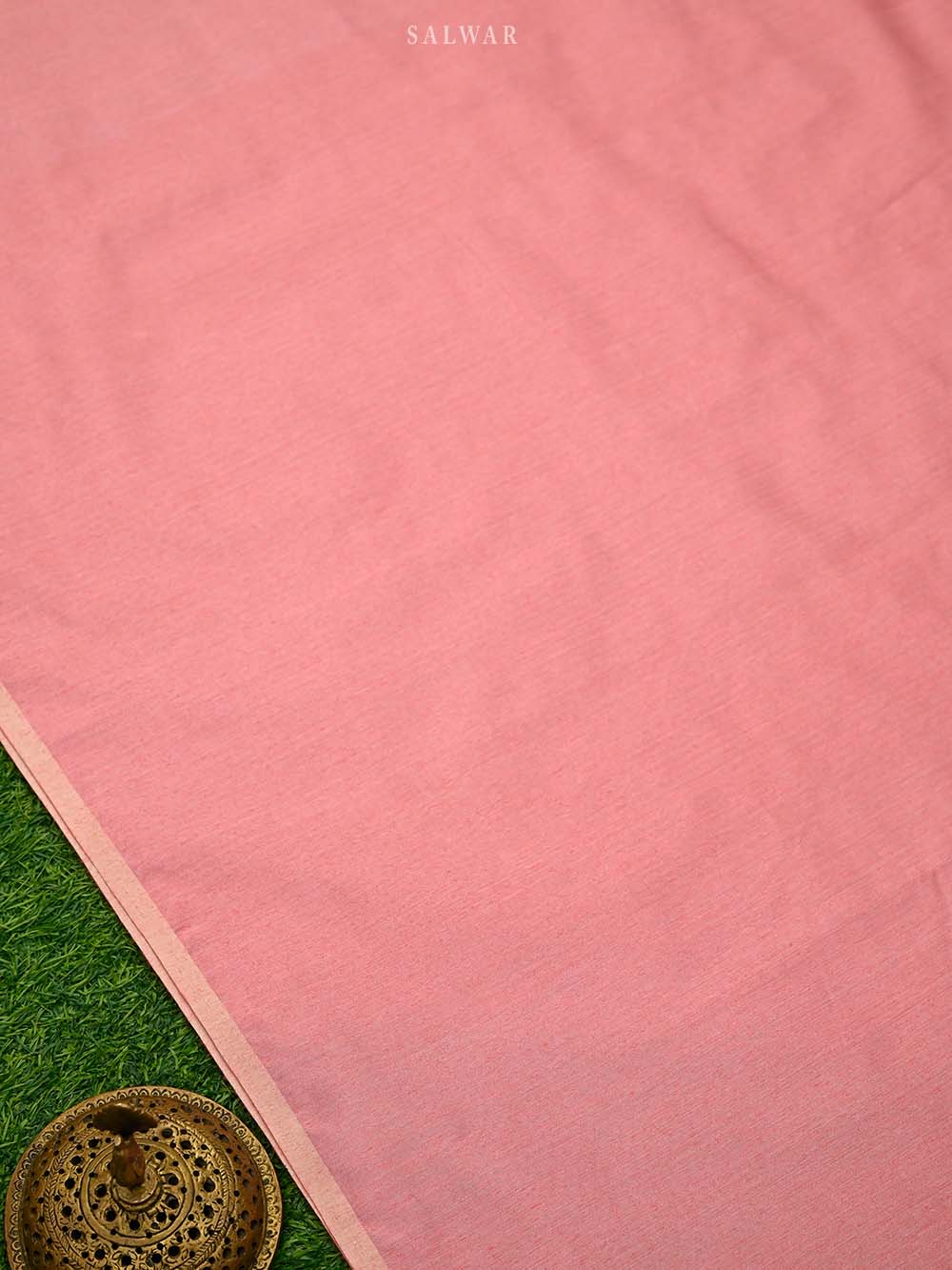 Coral Pink Jaal Cotton Silk Handloom Banarasi Suit - Sacred Weaves