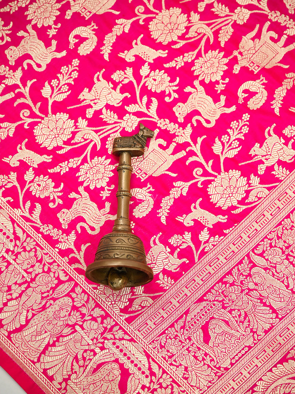 Pink Orange Booti Katan Silk Handloom Banarasi Suit - Sacred Weaves