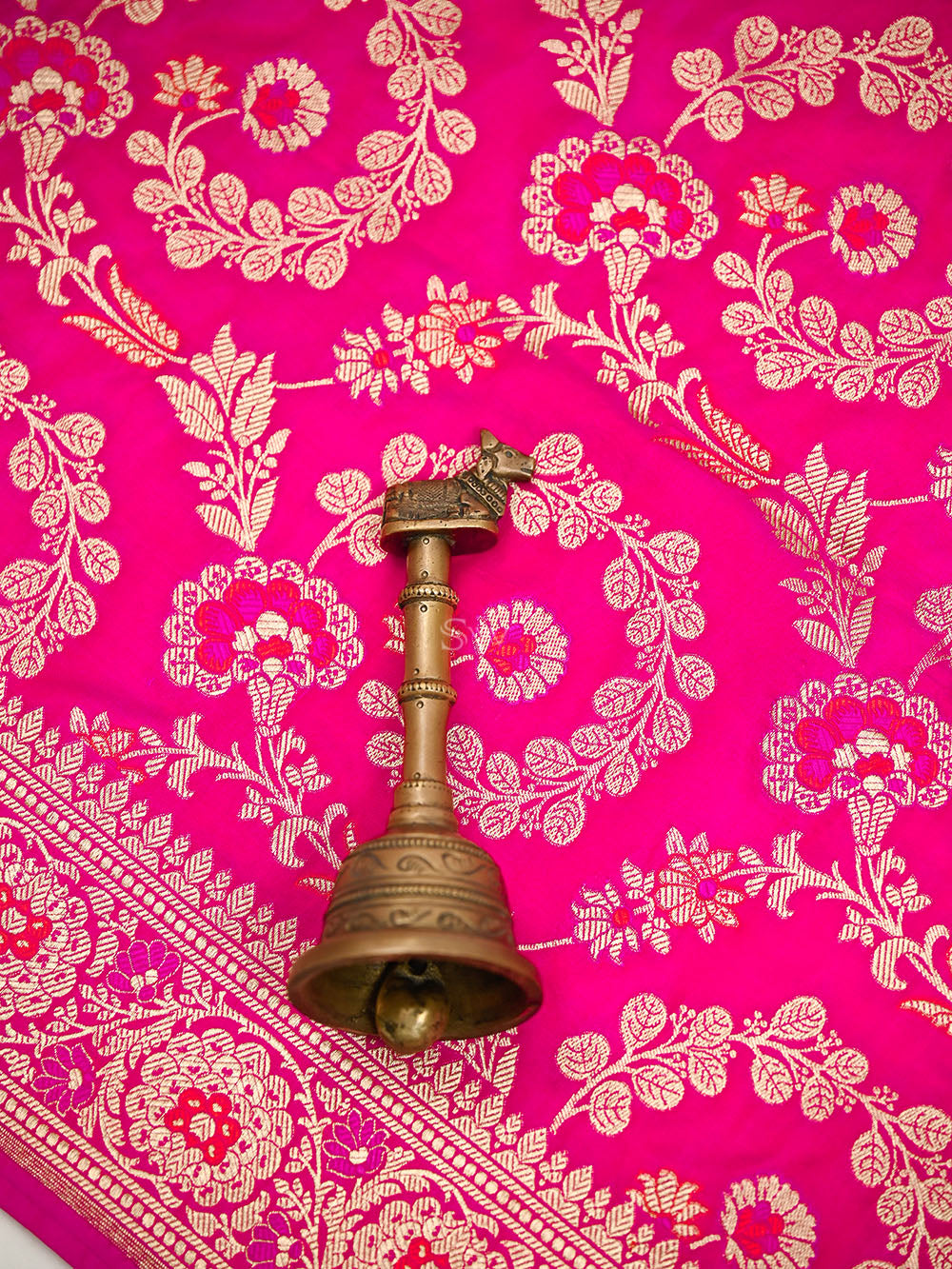 Dark Pink Meenakari Booti Katan Silk Handloom Banarasi Suit - Sacred Weaves