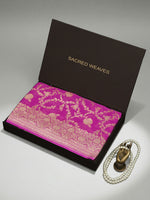 Pink Jaal Khaddi Georgette Handloom Banarasi Saree - Sacred Weaves