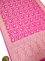 Pink Jaal Khaddi Georgette Handloom Banarasi Saree - Sacred Weaves