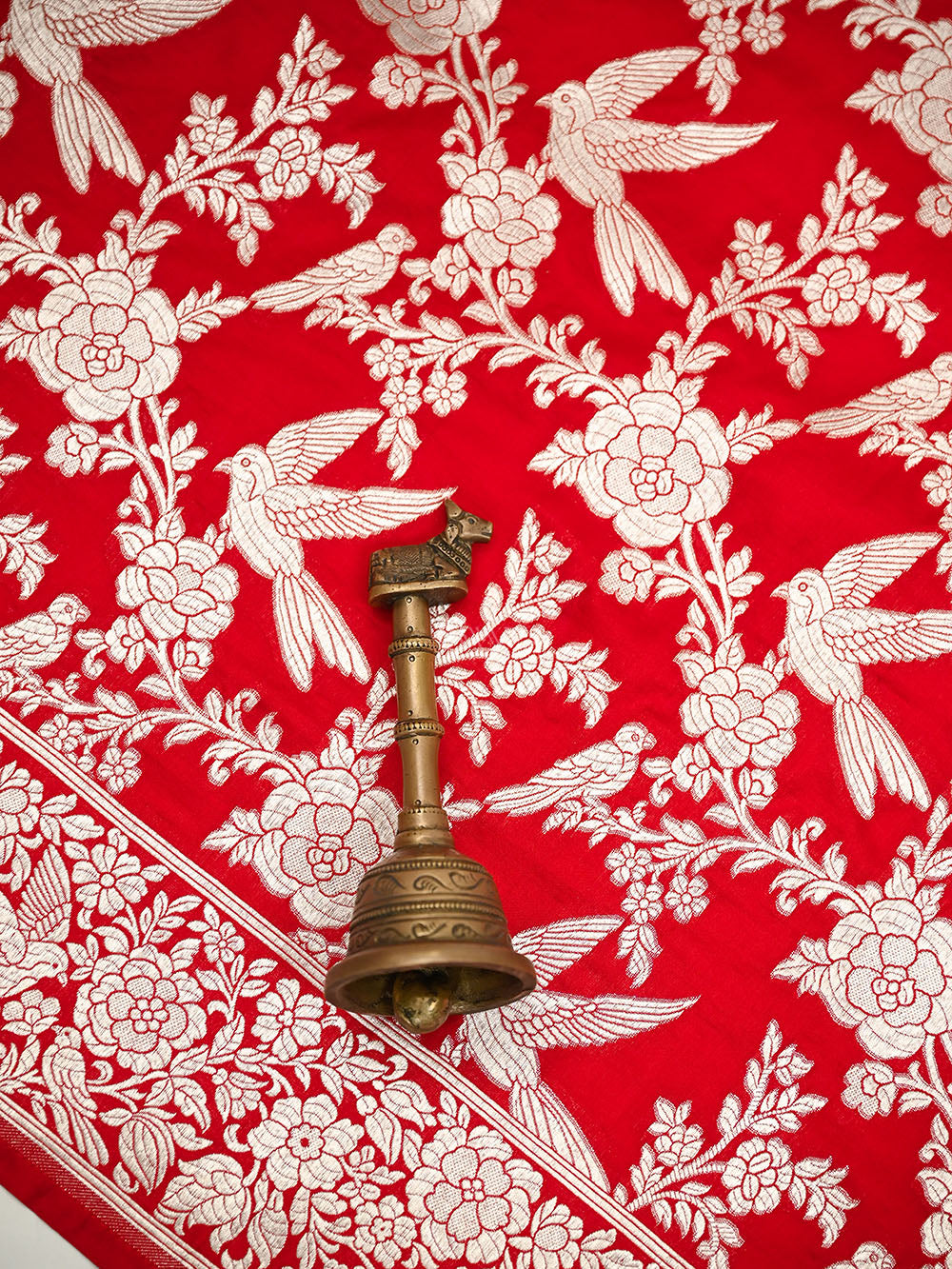Red Booti Katan Silk Handloom Banarasi Suit - Sacred Weaves