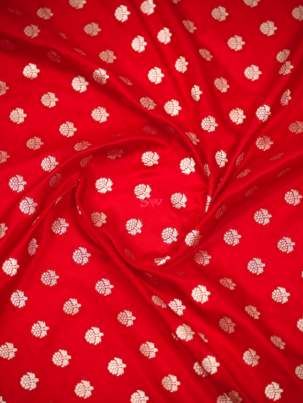 Red Booti Katan Silk Handloom Banarasi Suit - Sacred Weaves