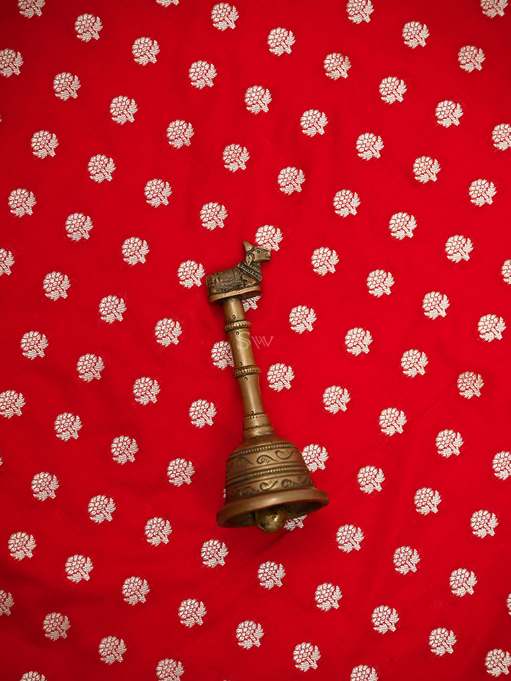 Red Booti Katan Silk Handloom Banarasi Suit - Sacred Weaves