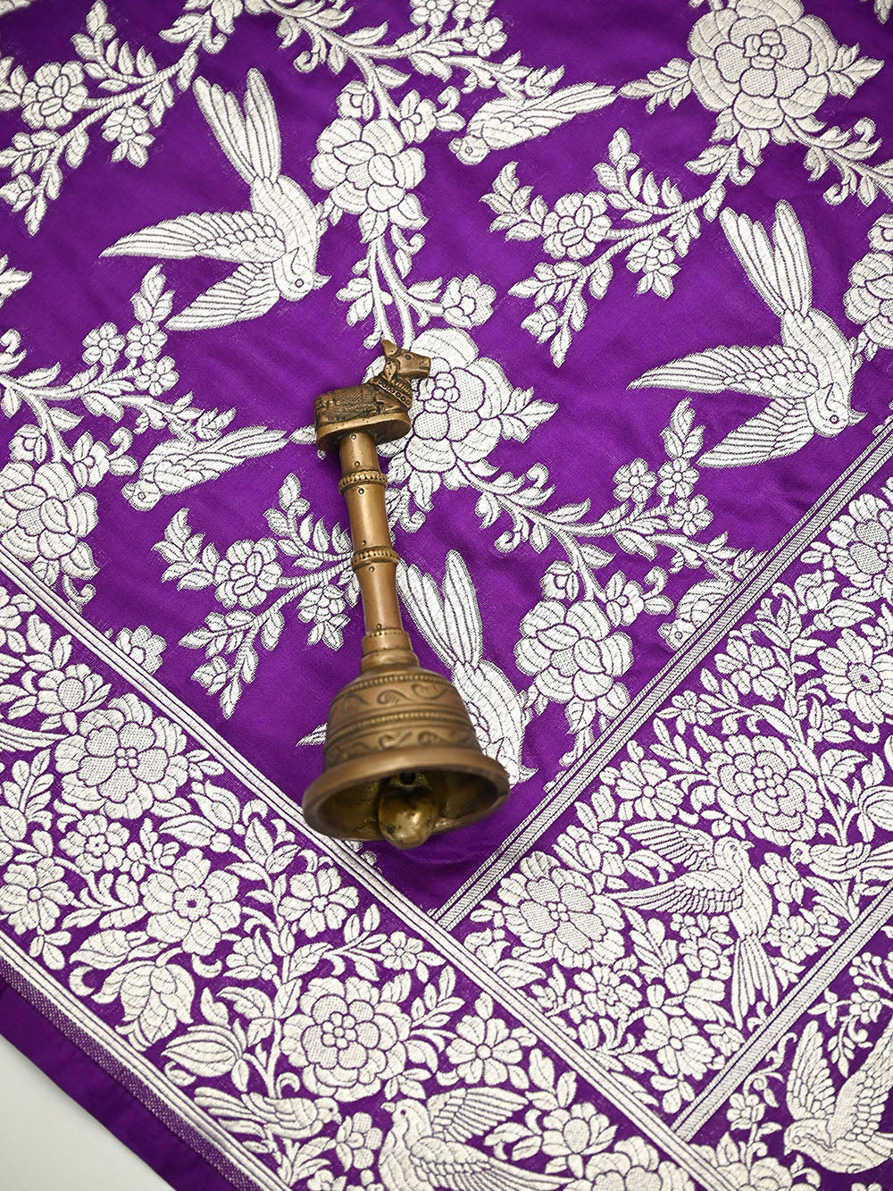 Purple Booti Katan Silk Handloom Banarasi Suit - Sacred Weaves