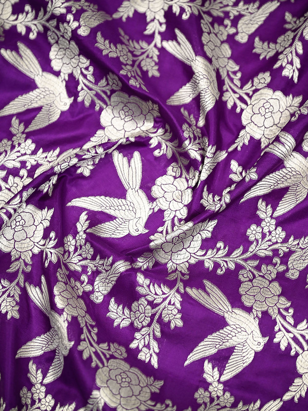 Purple Booti Katan Silk Handloom Banarasi Suit - Sacred Weaves