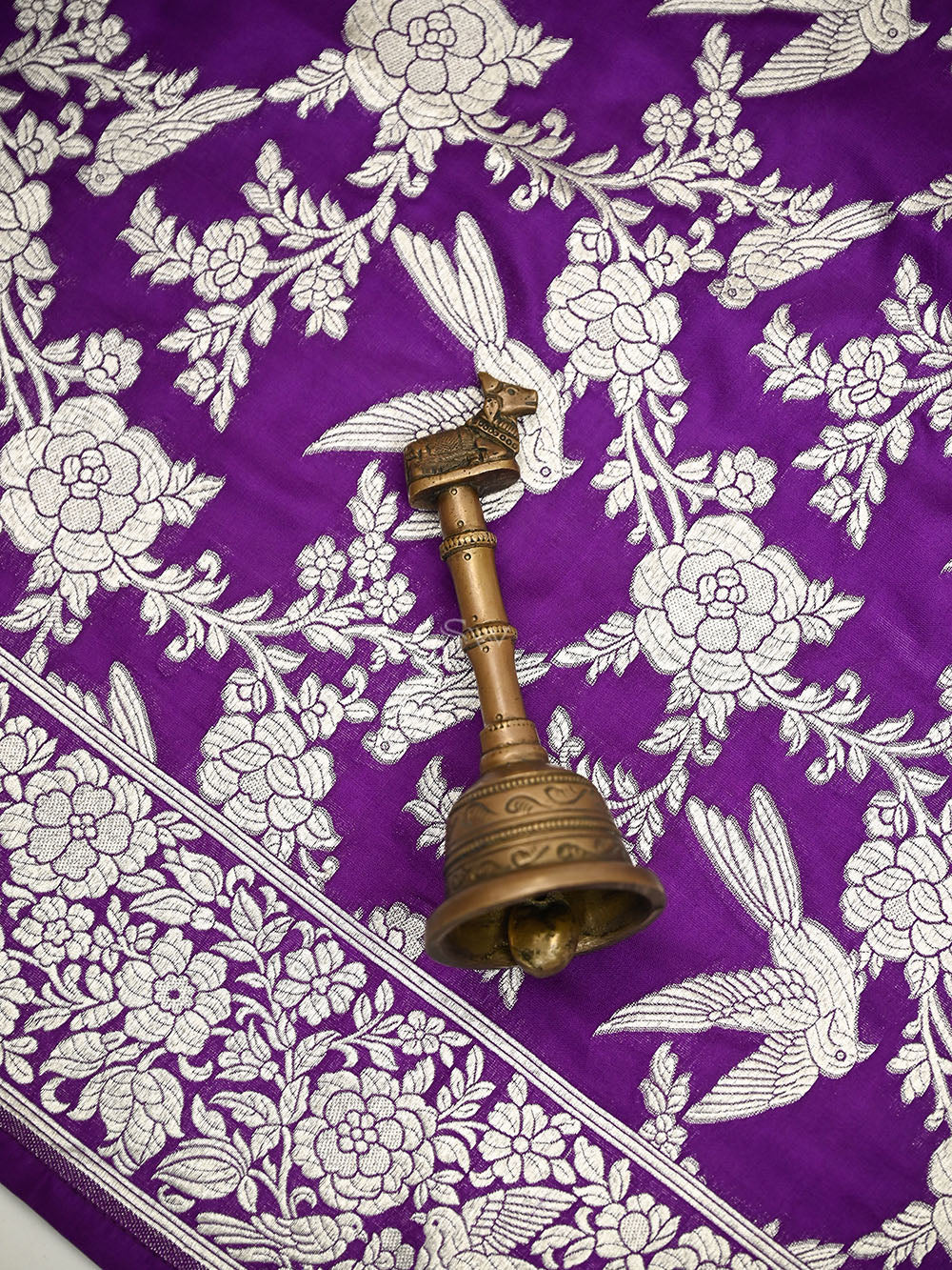 Purple Booti Katan Silk Handloom Banarasi Suit - Sacred Weaves