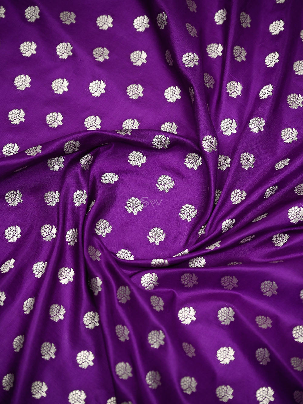 Purple Booti Katan Silk Handloom Banarasi Suit - Sacred Weaves