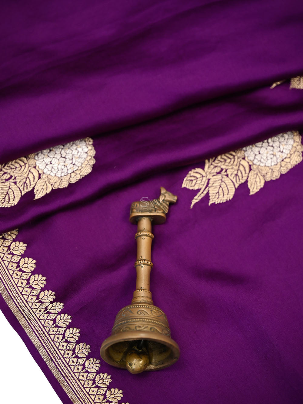 Purple Sona Roopa Zari Boota Satin Silk Handloom Banarasi Saree - Sacred Weaves
