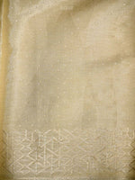 Pastel Yellow Tissue Brocade Handloom Banarasi Saree - Sacred Weaves